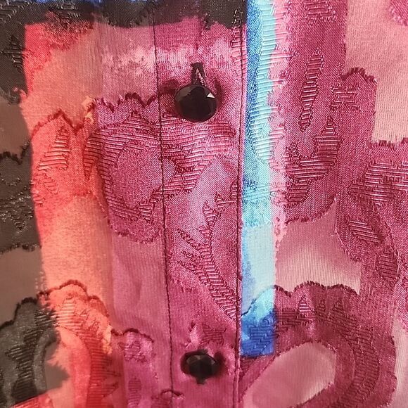 Clothes Vintage Sheer Paisley Patch Work Button Down Blouse Size XL NWT - Picture 3 of 10